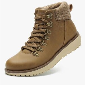 NWT ANJOUFEMME Womens Comfy Hiking Boots-Casual Outdoor Lace up Ankle Booties